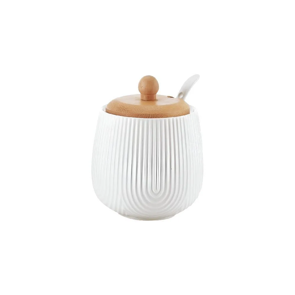 Açucareiro com Colher de Cerâmica Oasis Hauskraft 360 Ml - Branco