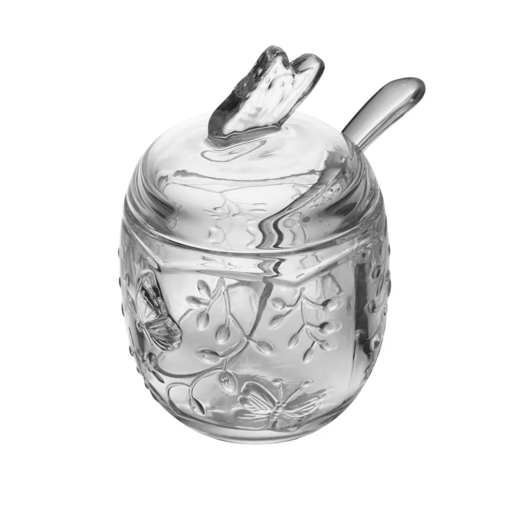 Açucareiro com Colher em Vidro New Butterfly 250Ml Lyor - Transparente