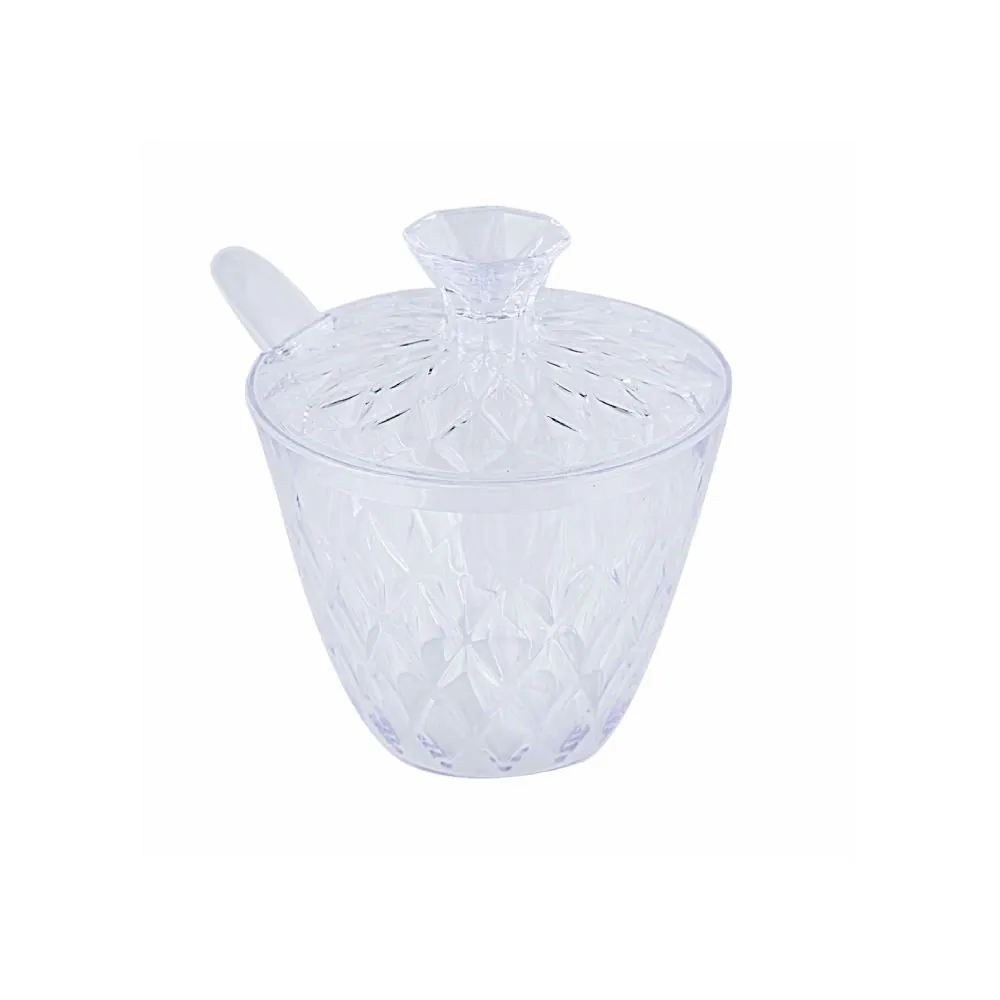 Açucareiro com Colher Glamour Plasútil 330Ml - Transparente