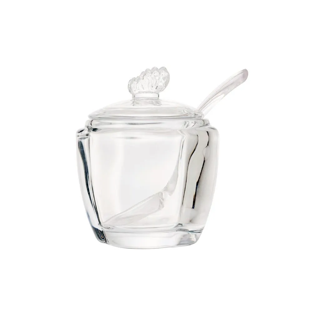 Açucareiro de Vidro com Colher Butterfly Wolff 130Ml - Transparente