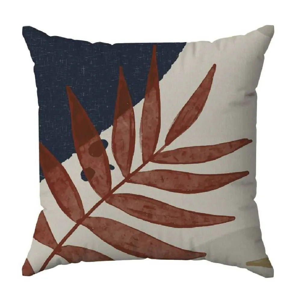 Almofada Decorativa 45X45 cm Estampada - Palmeira Azul e Ocre