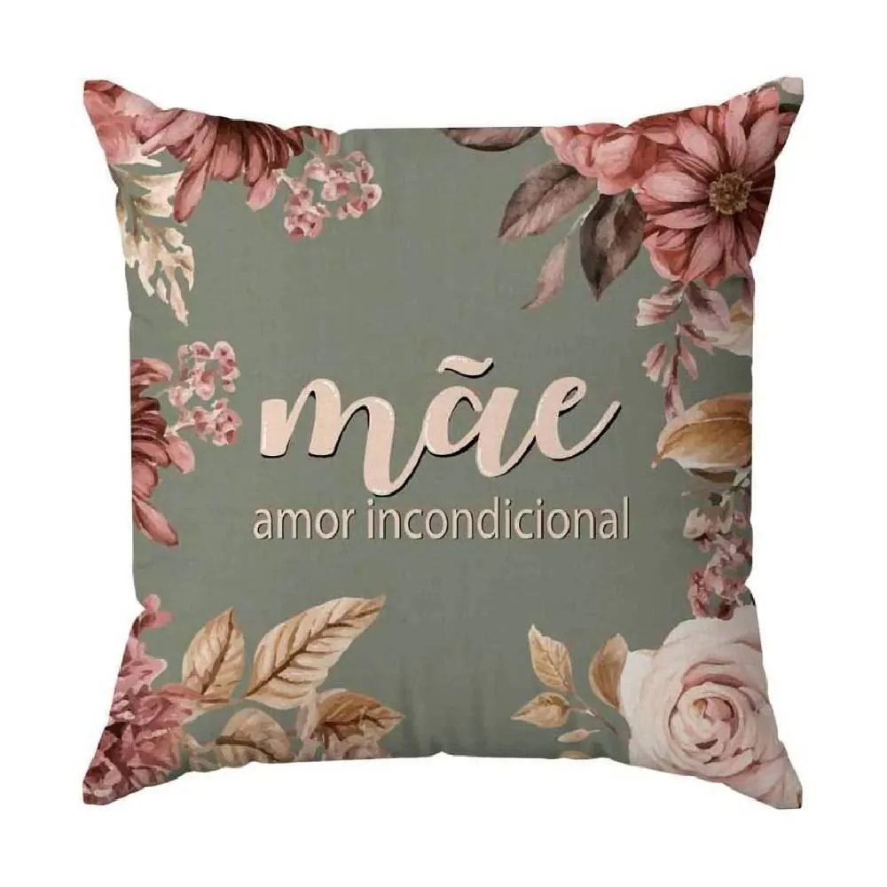Almofada Decorativa 45X45cm Dia das Mães - Verde