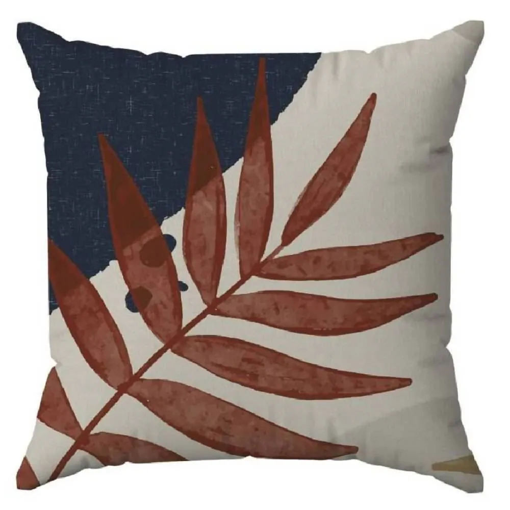 Almofada Decorativa Estampada 45X45 cm - Palmeira Azul Ocre