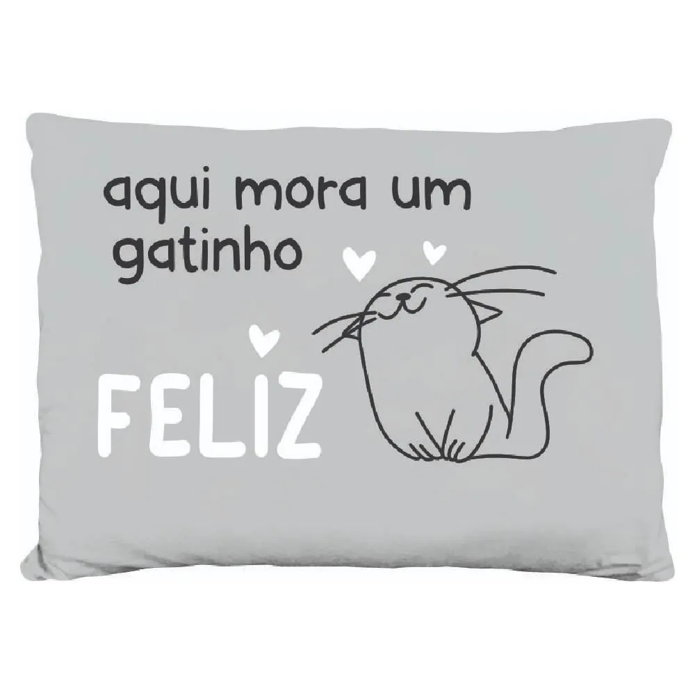 Almofada Funny Animais 35X45 cm - Cinza Feliz