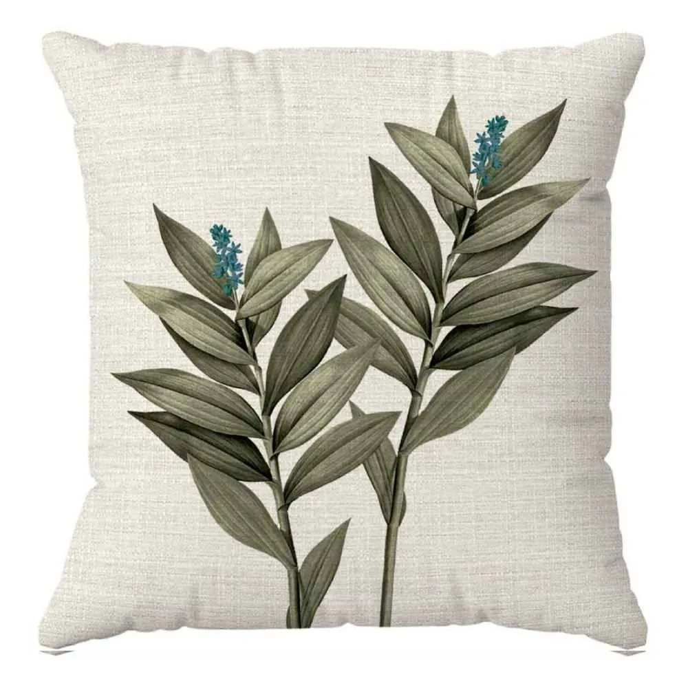Almofada Naturalle 45X45cm - Folhas Verde/azul