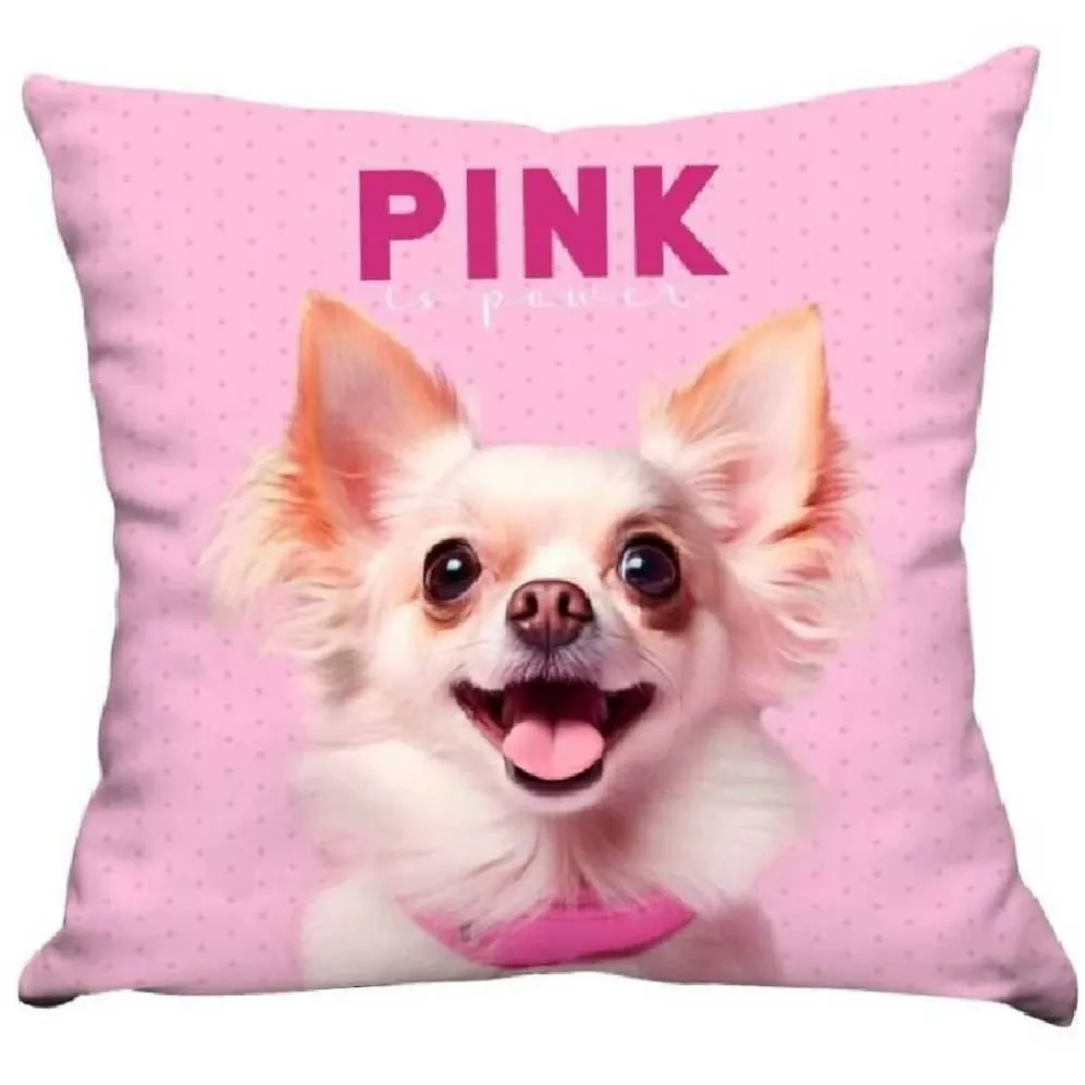 Almofada Decorativa 43X43cm Pets - Chiuaua Rosa