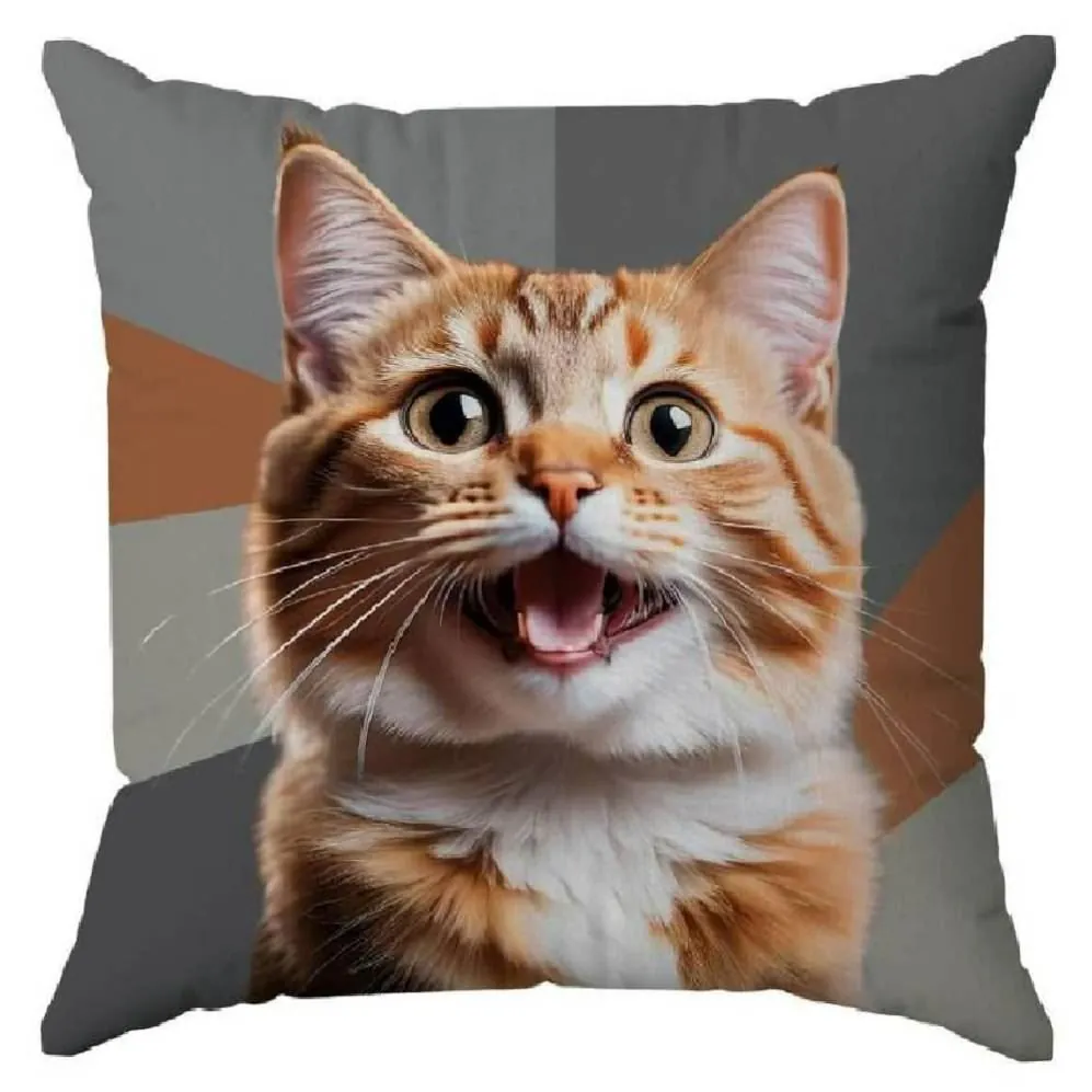 Almofada Decorativa 43X43cm Pets - Gato Laranja