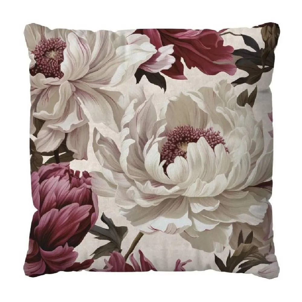 Almofada Veludo 48X48 Cm Estampada - Begônia Fúcsia
