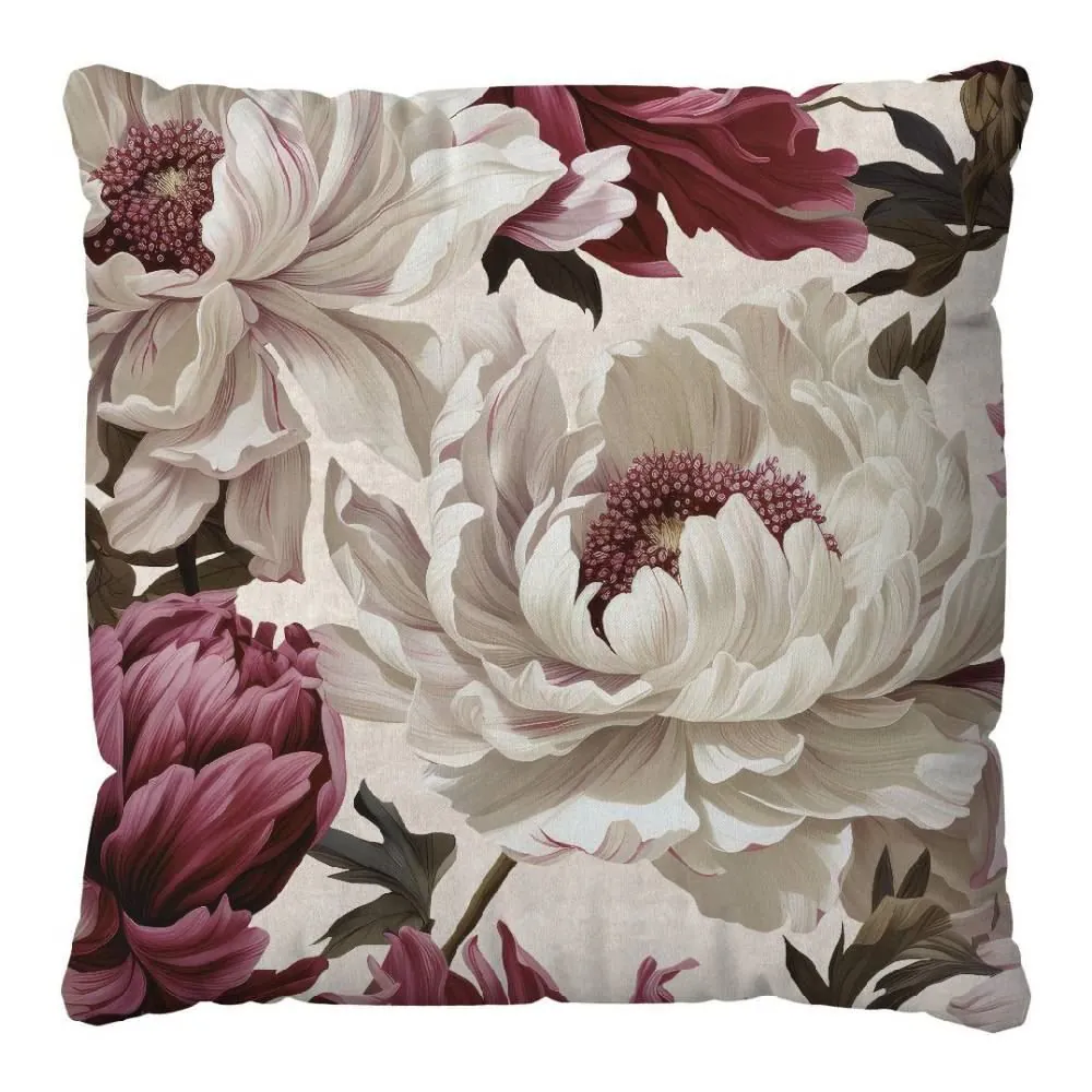 Almofada Veludo 48X48 cm Estampada - Begônia Fúcsia