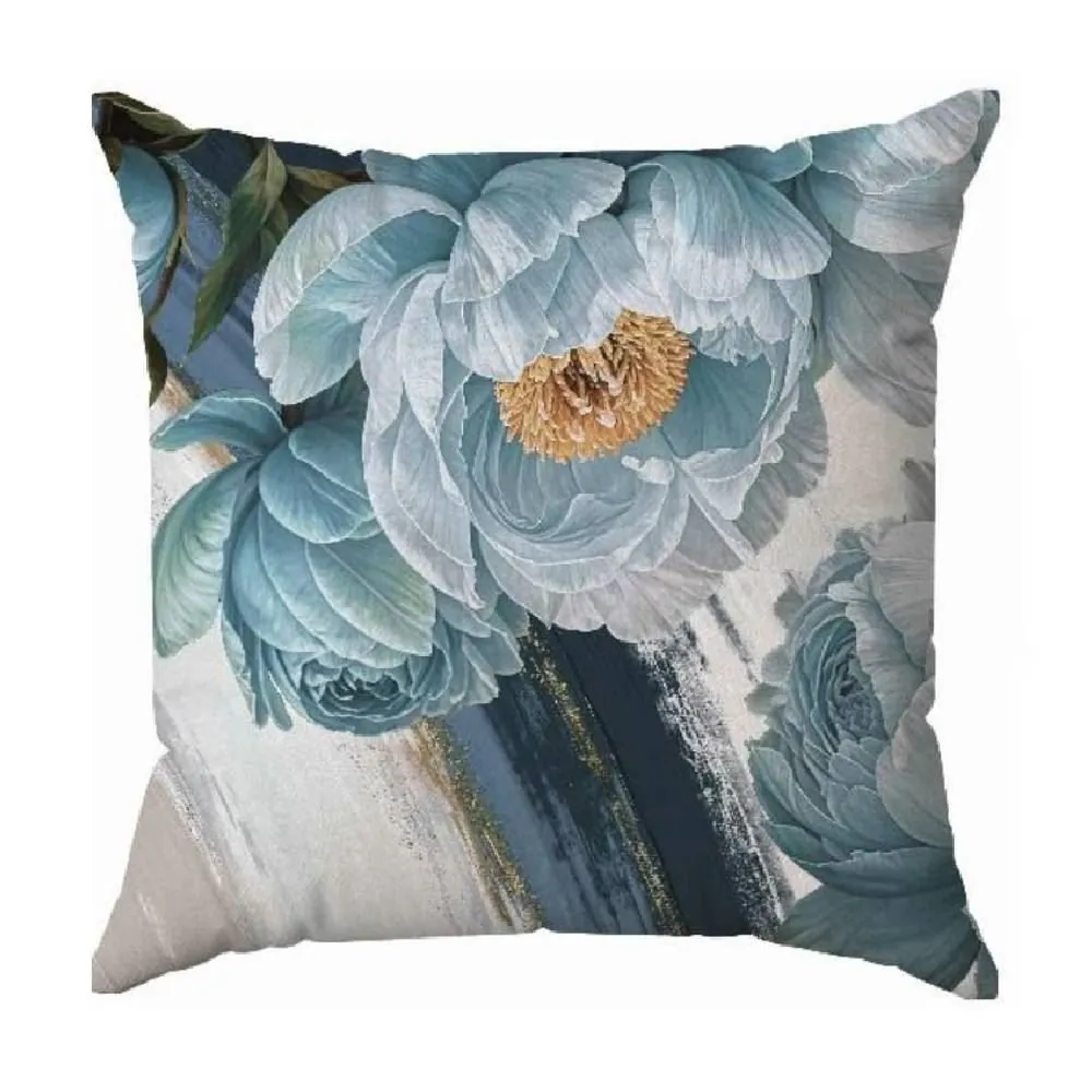 Almofada Veludo 48X48 cm Estampada - Camélia Azul