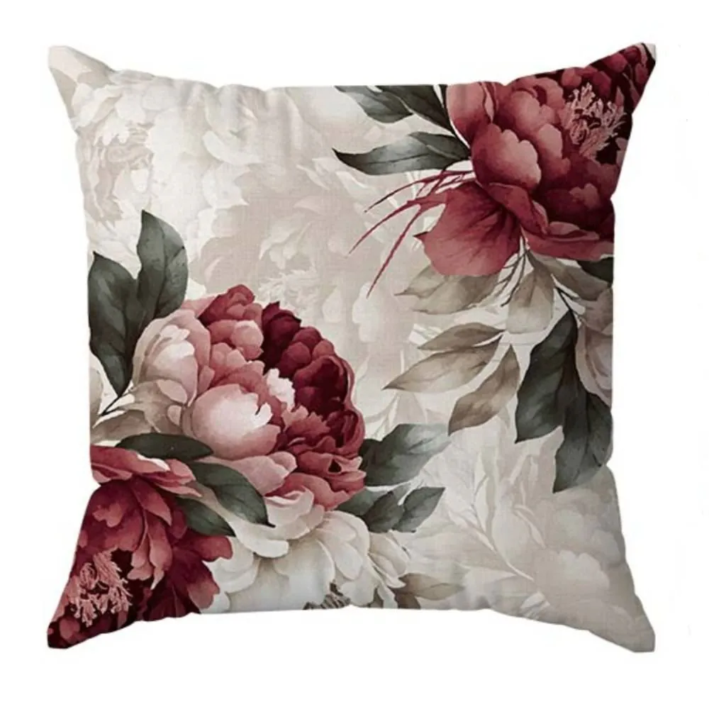 Almofada Veludo Estampado 48X48cm - Peonia Bordô