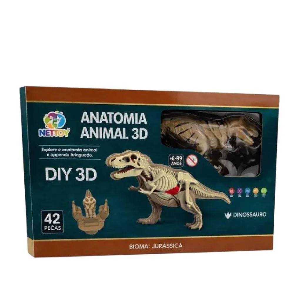 Brinquedo Educativo Anatomia Dinossauro 3D Nettoy - 42 Peças