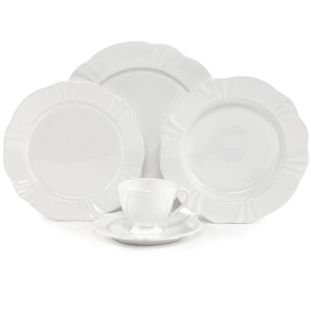 Aparelho de Jantar Oxford Soleil White 30 Peças - Porcelana Branca