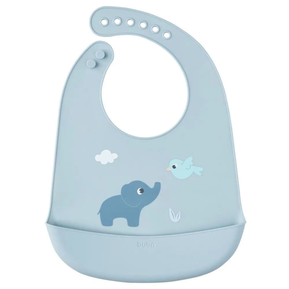 Babador em Silicone com Pega-Migalhas Cloudy Buba - Azul Claro