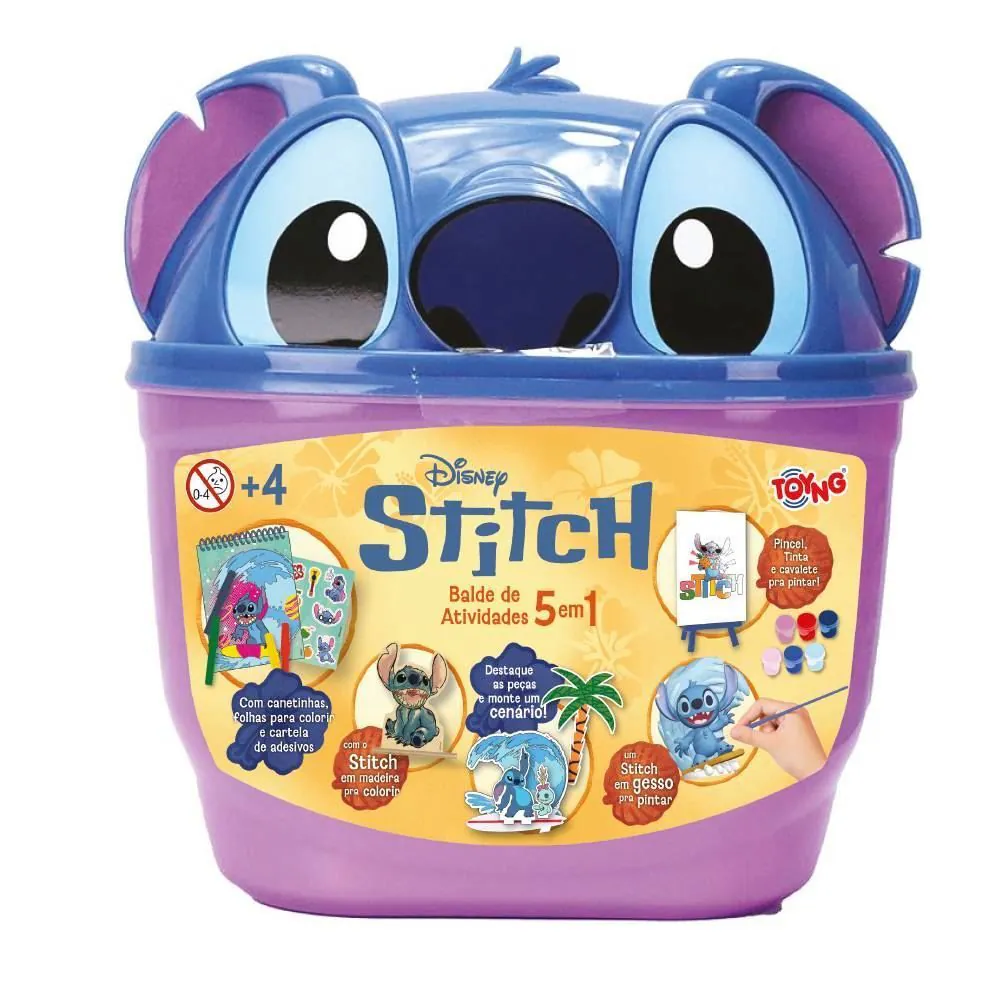 Balde de Atividades 5 em 1 Stitch Disney Toyng - 58673