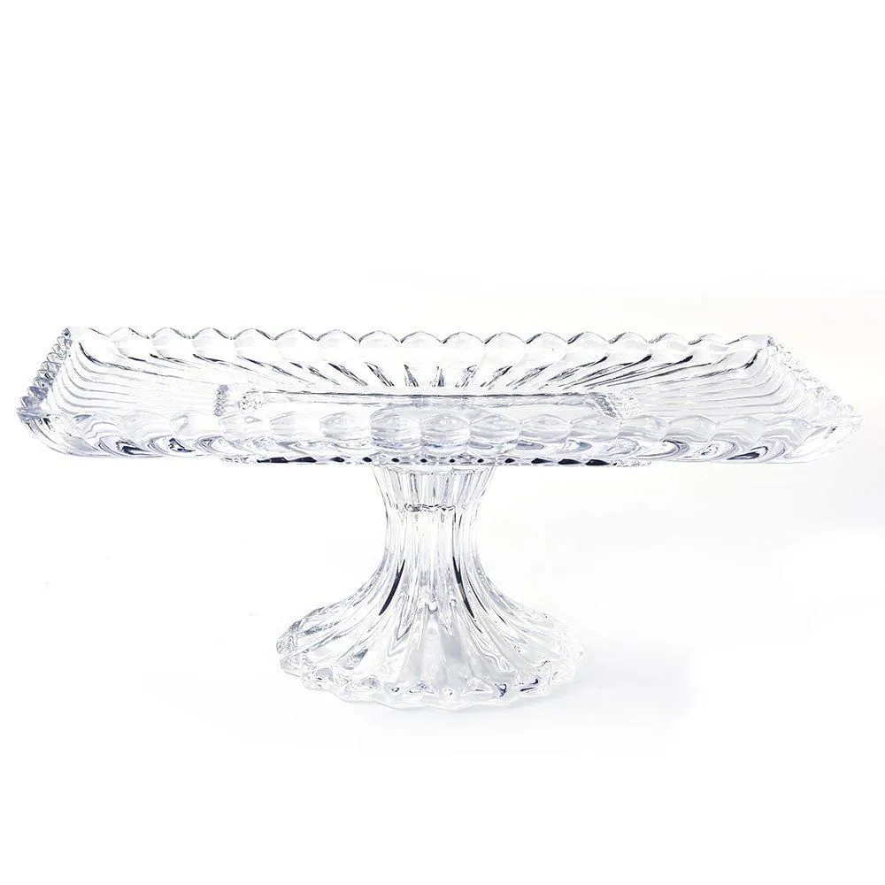Bandeja com Pé de Cristal Geneva Wolff 30Cm - Transparente