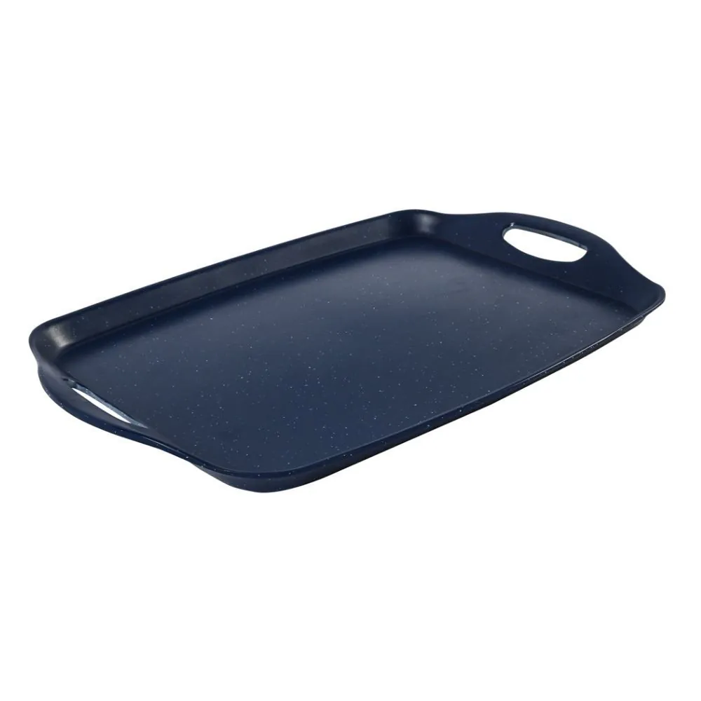 Bandeja Melamina Organic 39,8 Cm - Azul e Branco