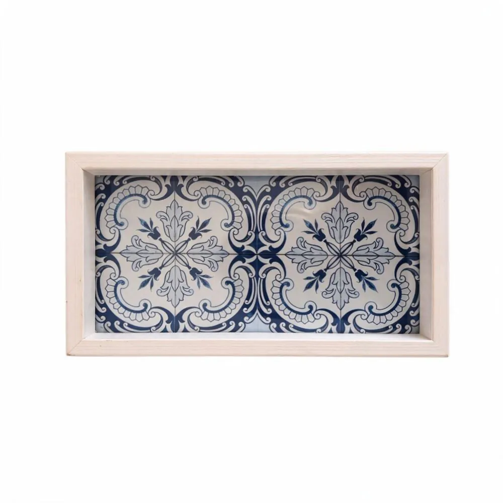 Bandeja Retangular Decorativa Bw Quadros 12X24cm - Azulejo Português