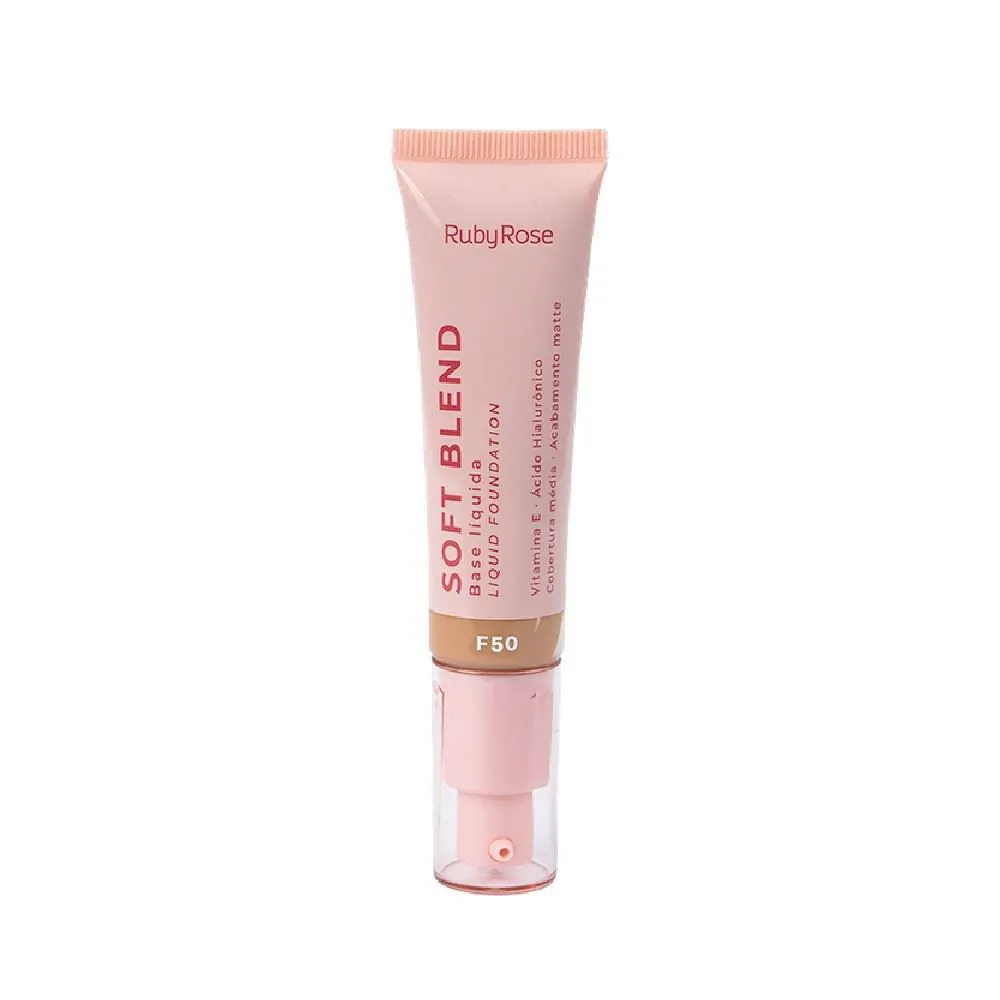 Base Líquida Soft Blend Ruby Rose 30G - Bege Médio Escuro F50