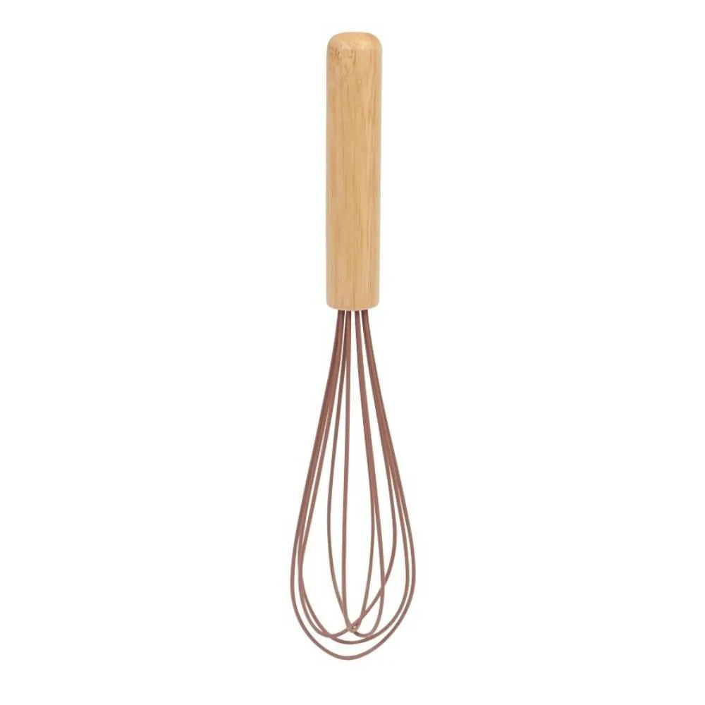 Batedor Fouet de Silicone com Cabo de Bambu - Mocha Mousse