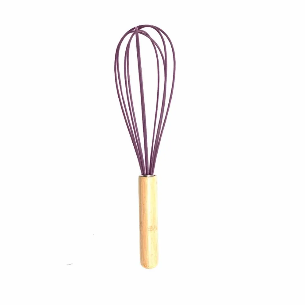 Batedor Fouet de Silicone com Cabo de Bambu - Roxo