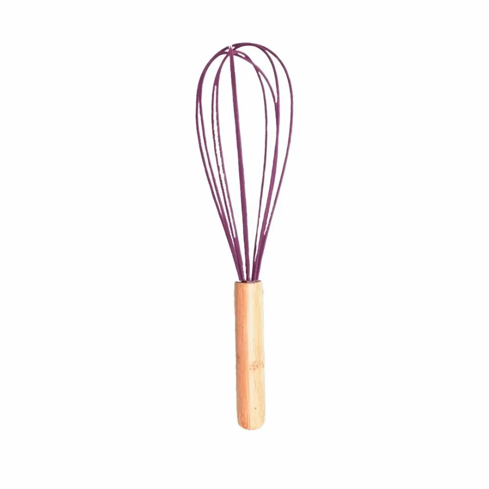 Batedor Fouet de Silicone com Cabo de Bambu - Violeta