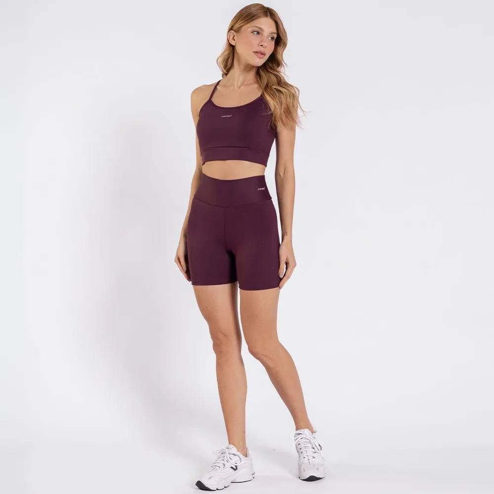 Bermuda Fitness Feminina de Poliamida Scream Bordo Figo