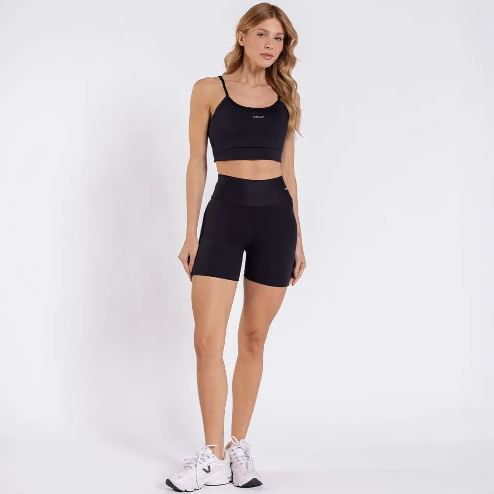 Bermuda Fitness Feminina de Poliamida Scream Preto