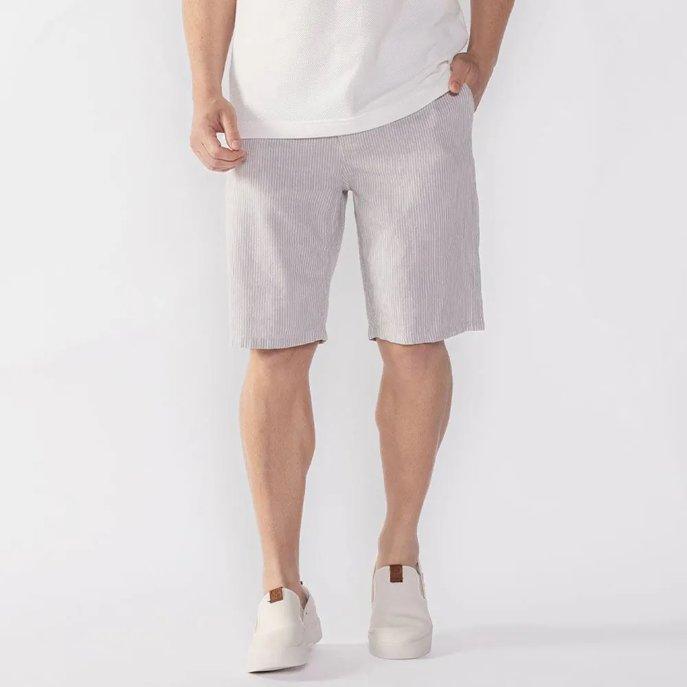 Bermuda Listrada Masculina de Linho Thing Cinza