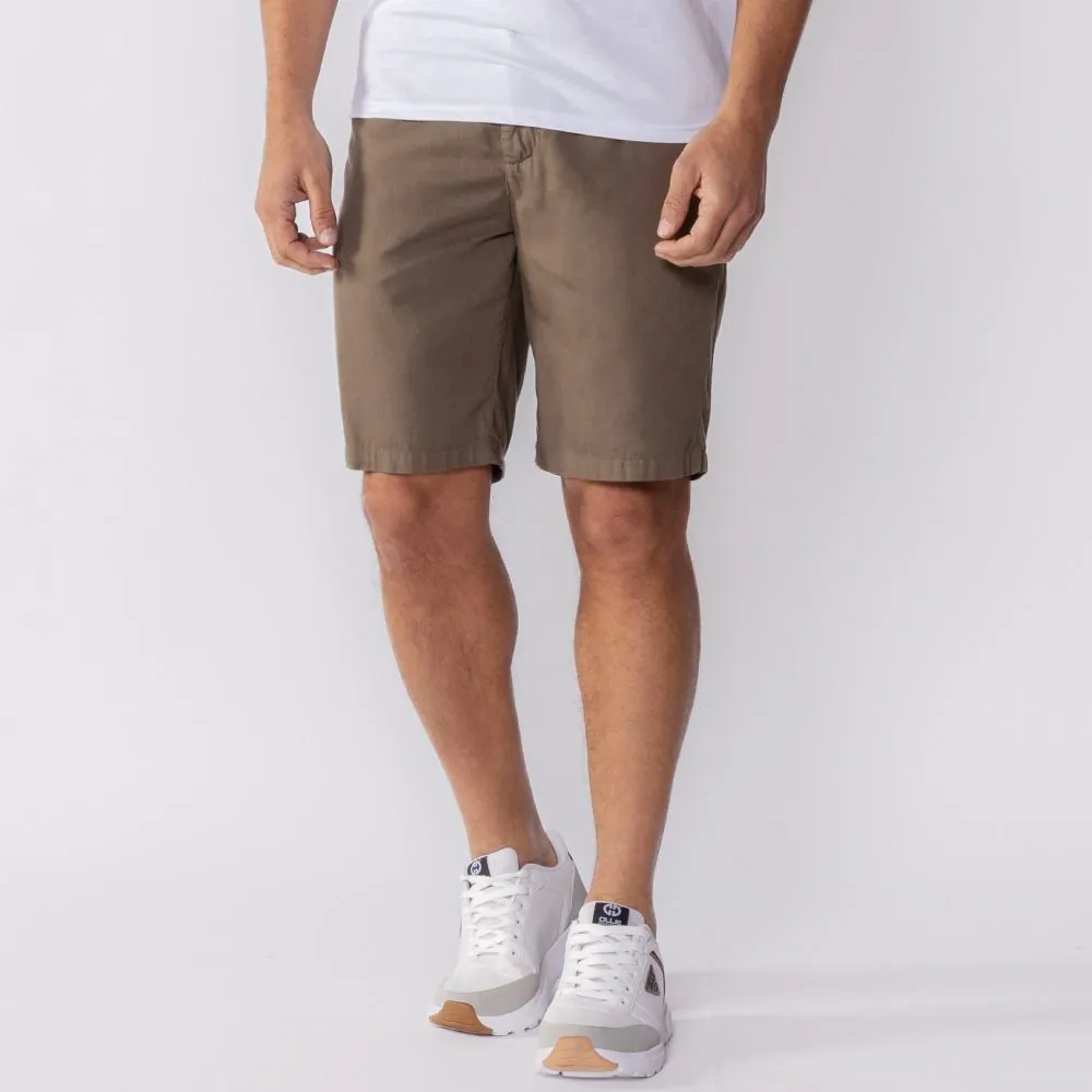 Bermuda Masculina Alfaiataria Tecido Plano Marc Alain Militar Amostra