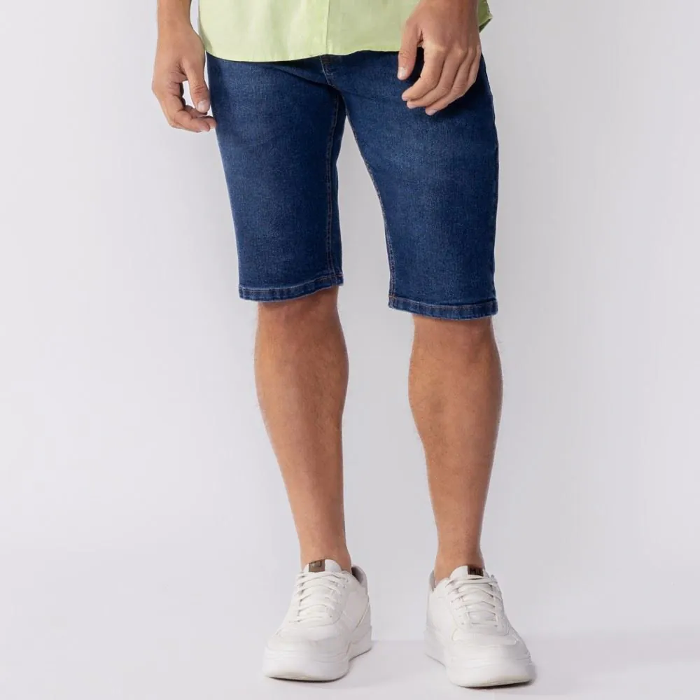 Bermuda Jeans Masculina Tradicional Marc Alain Azul Escuro