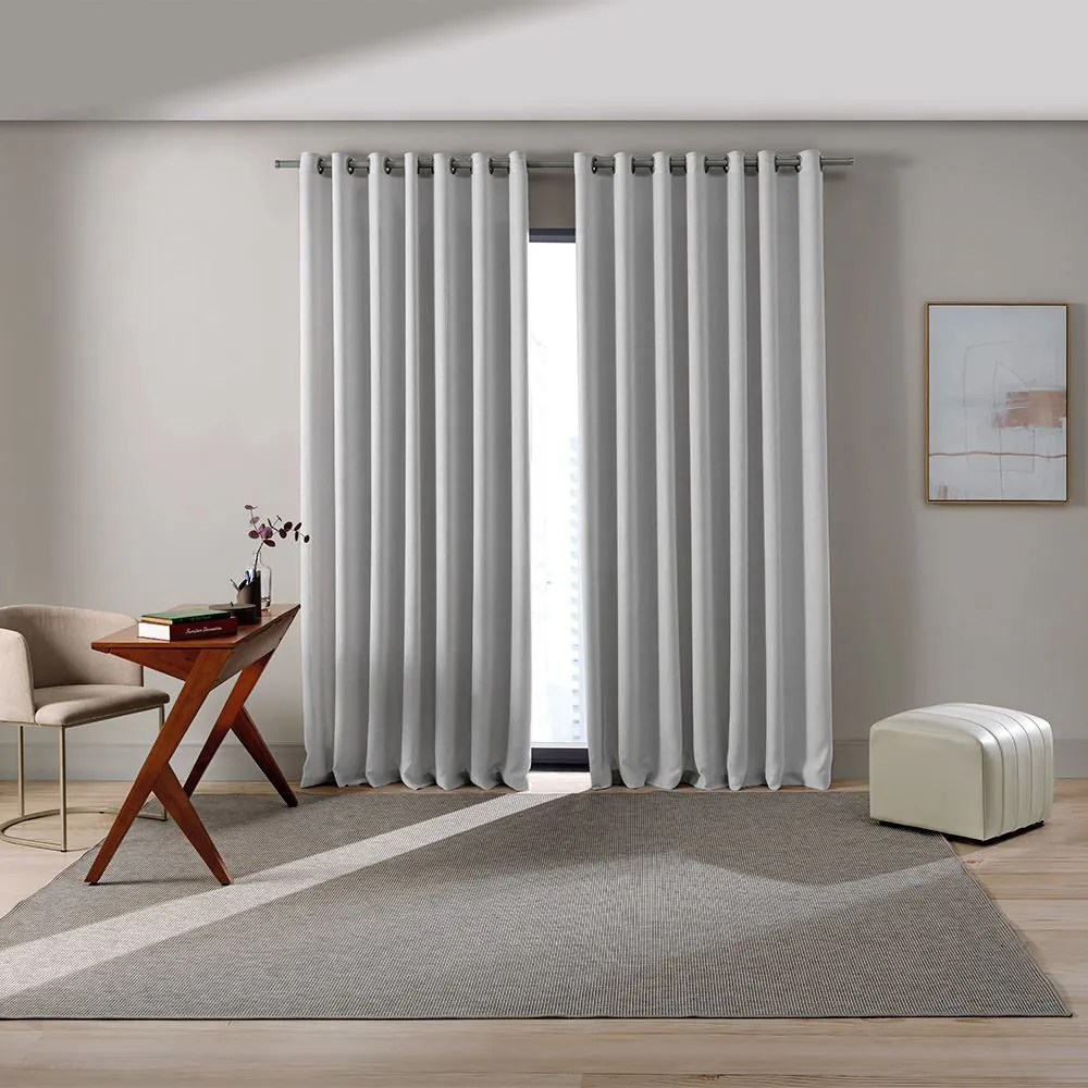 Cortina para Quarto e Sala 4,20X2,30 m Blackout Uniblock - Cinza