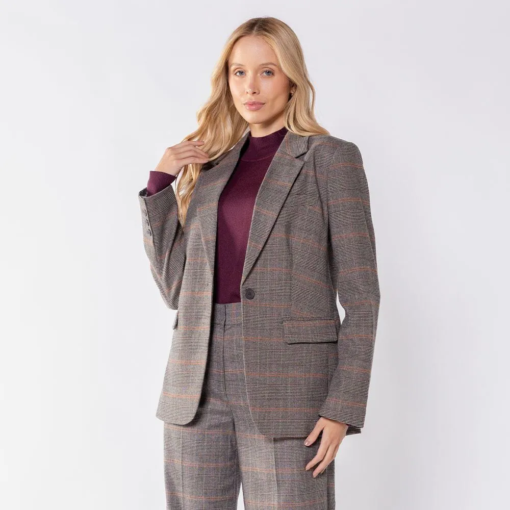 Blazer Feminino Alongado Patricia Foster Xadrez