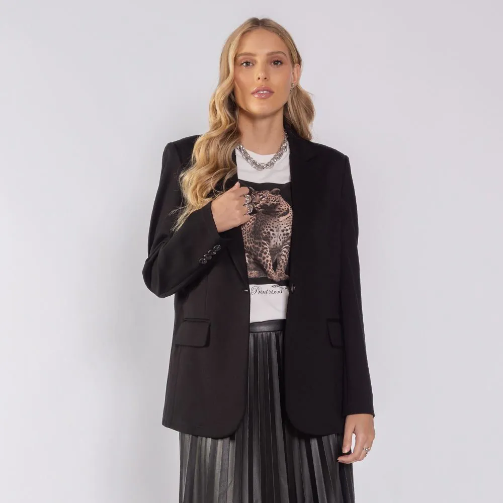 Blazer Feminino em Ponto Roma Patricia Foster Preto