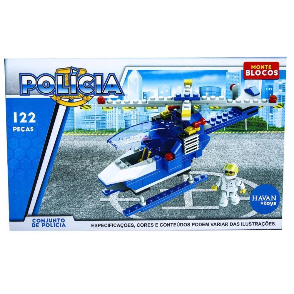 Blocos de Montar Polícia 122 Peças Toys - HME1397
