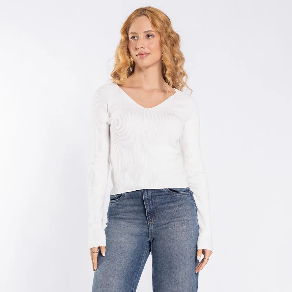 Blusa Feminina de Tricot Manga Longa Boby Blues Off White