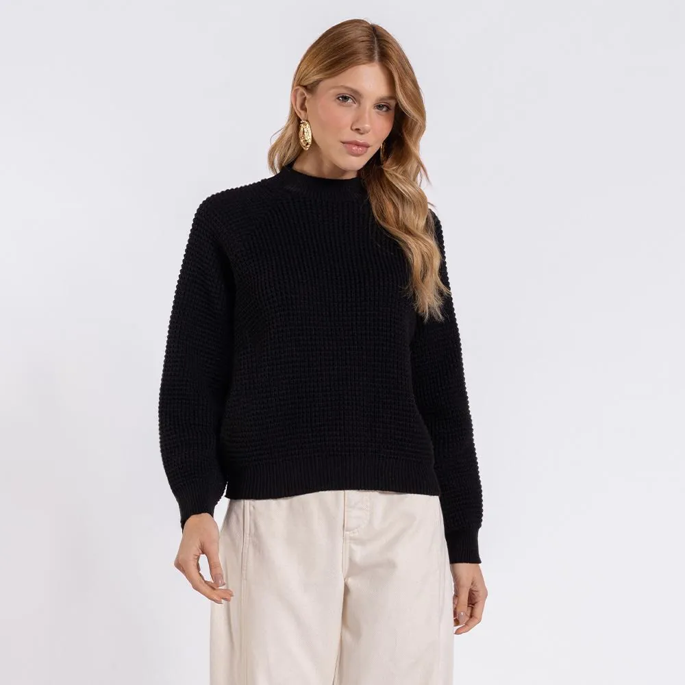 Blusa Feminina em Tricot Boby Blues Preto