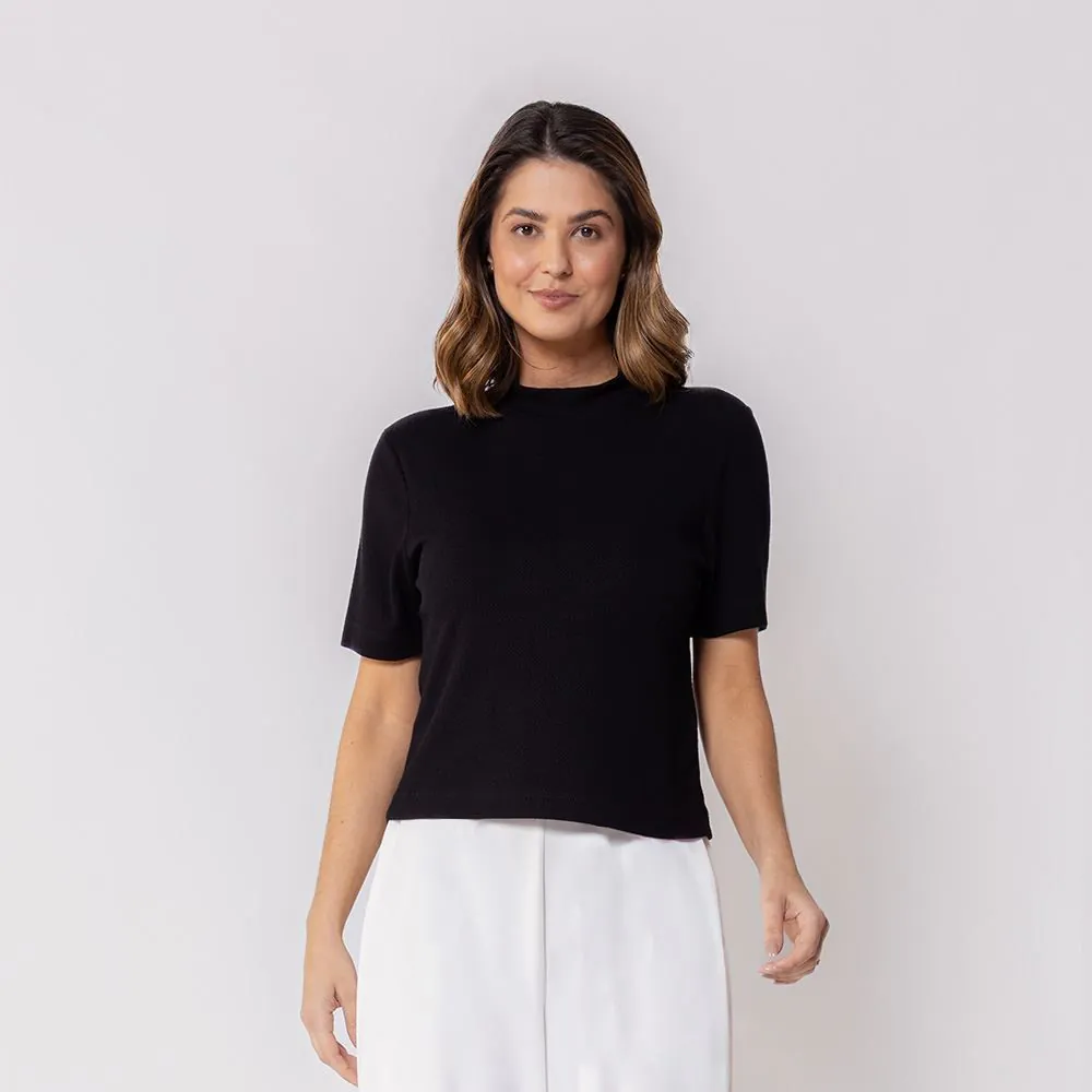Blusa Feminina Gola Alta Patricia Foster Preto