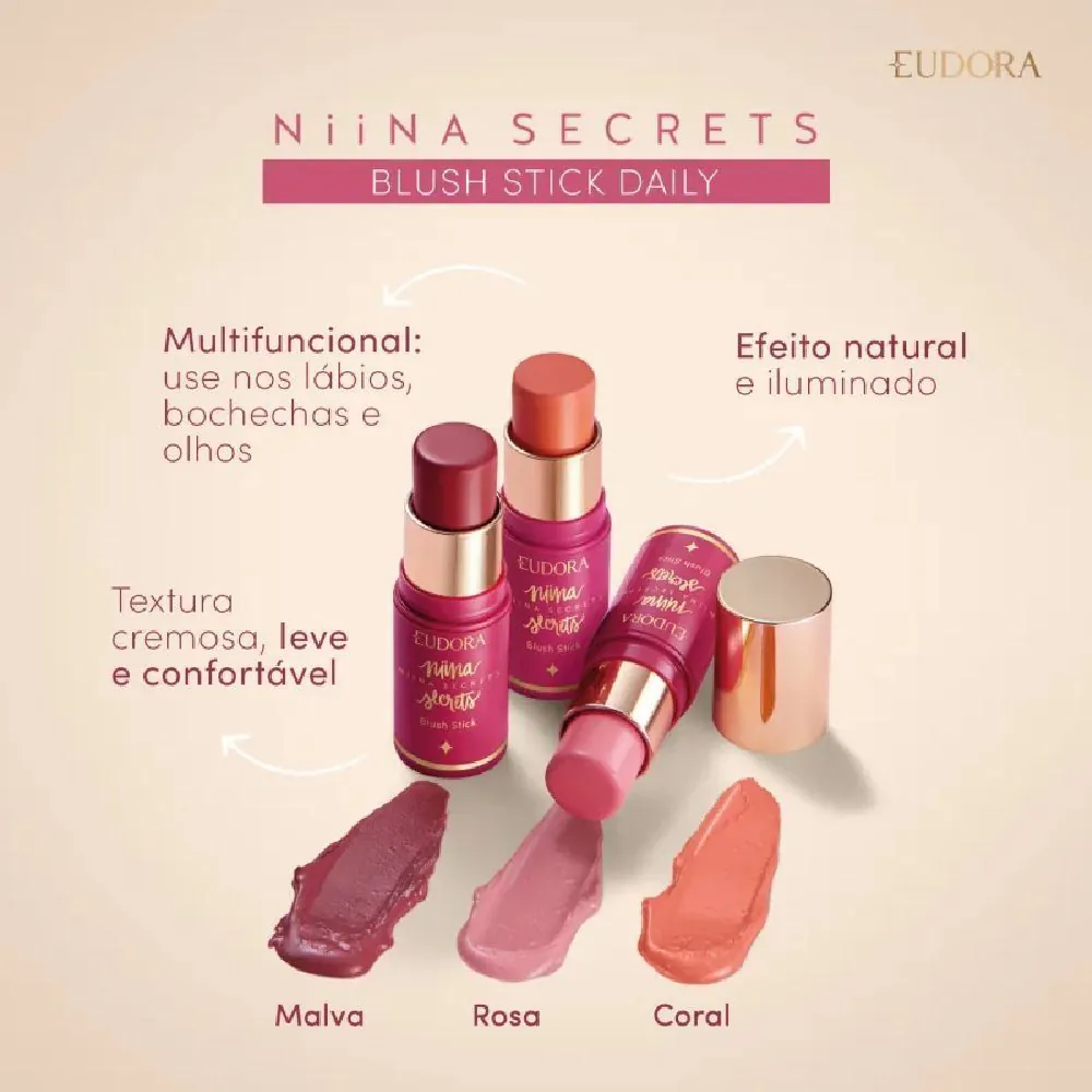Blush Stick Daily Rosa Niina Secrets Eudora - 5g