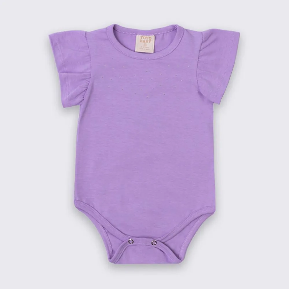 Body Bebê Menina Manga Curta com Brilho Yoyo Baby Iris