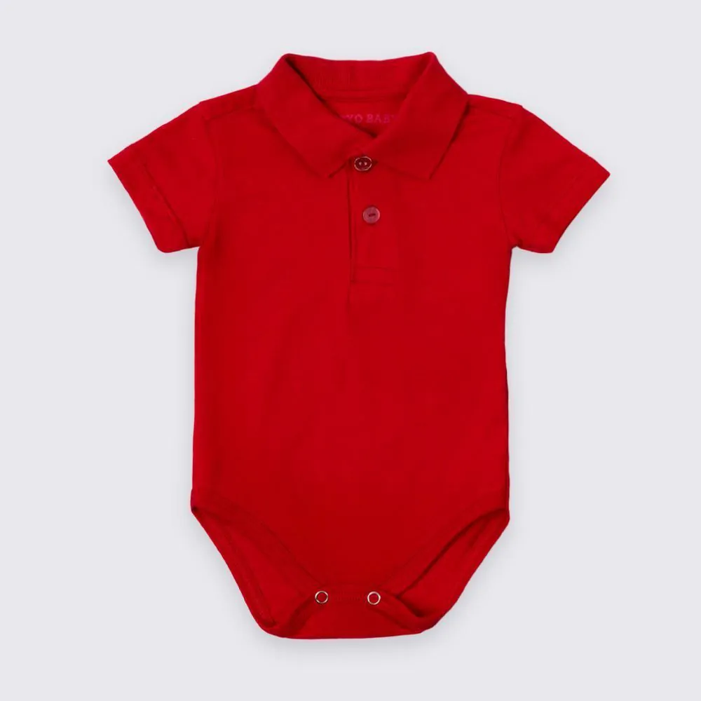 Body Bebê Menino com Gola Polo Yoyo Baby Vermelho Ferrari