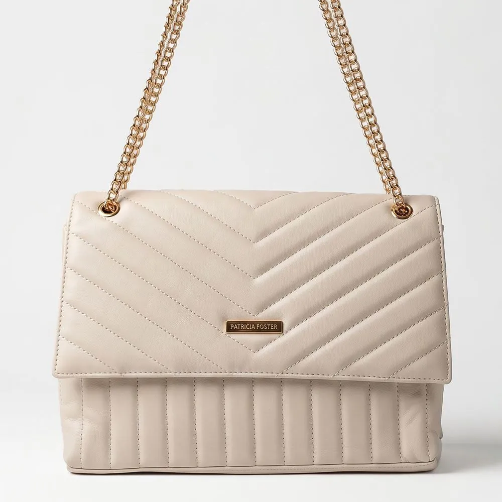 Bolsa Feminina Transversal Alça de Corrente Patricia Foster - Off White U