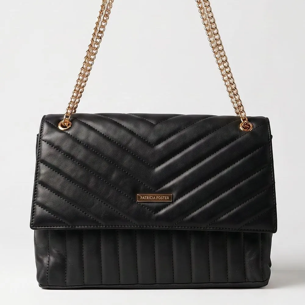 Bolsa Feminina Transversal Alça de Corrente Patricia Foster - Preto U
