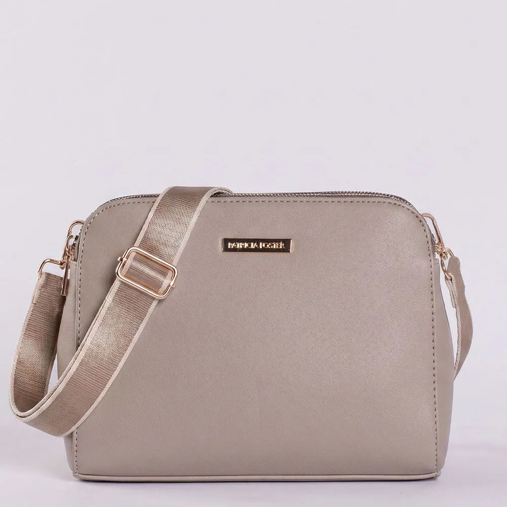 Bolsa Feminina Transversal Alça de Tecido Patricia Foster - Cinza Chocolate U