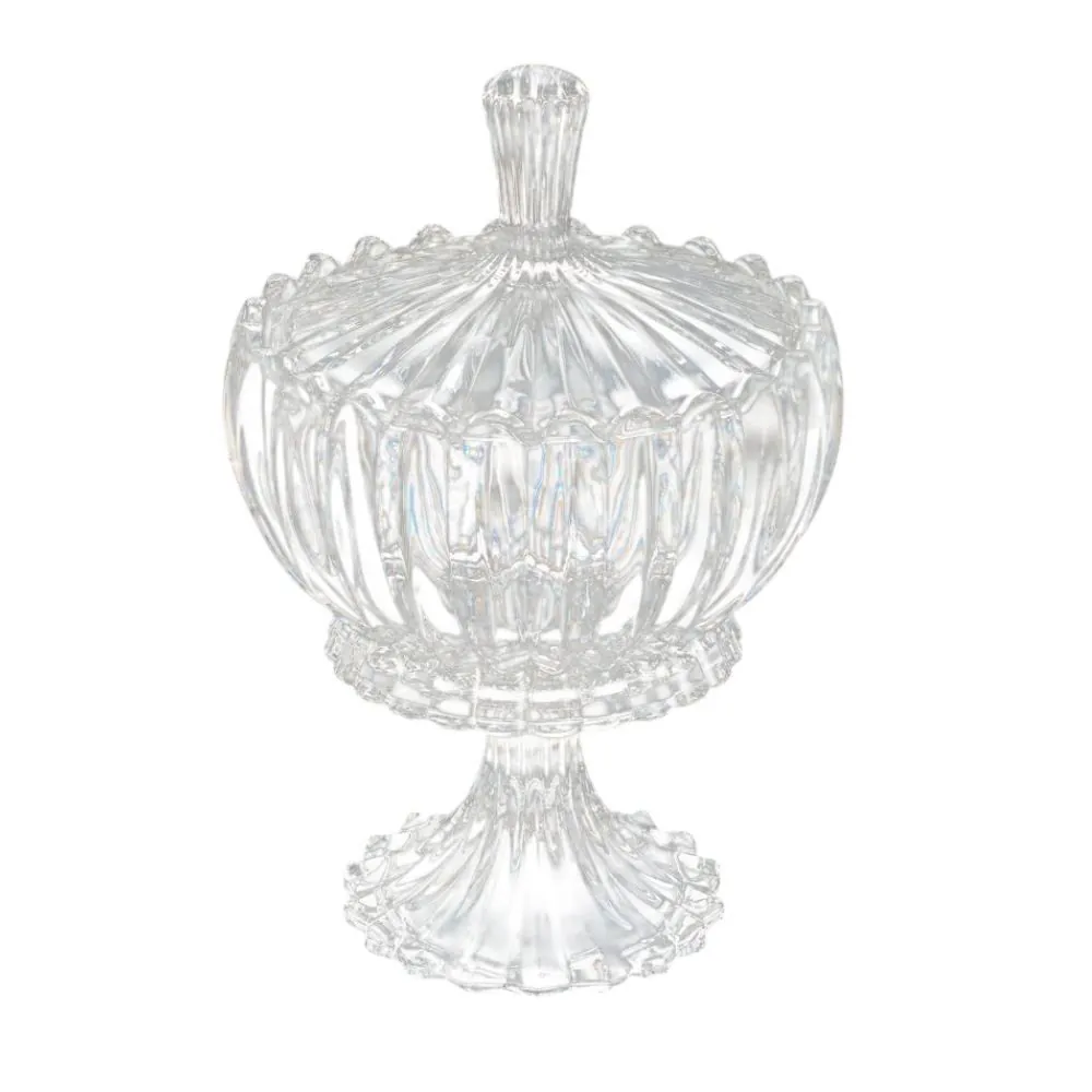 Bomboniere com Pé Cristal Geneva Wolff 25Cm - Transparente