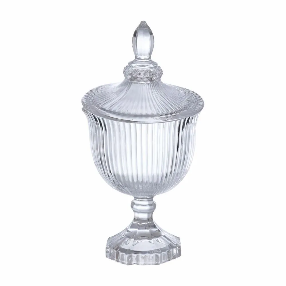 Bomboniere de Vidro com Pé Graffiato Hauskraft - 19Cm