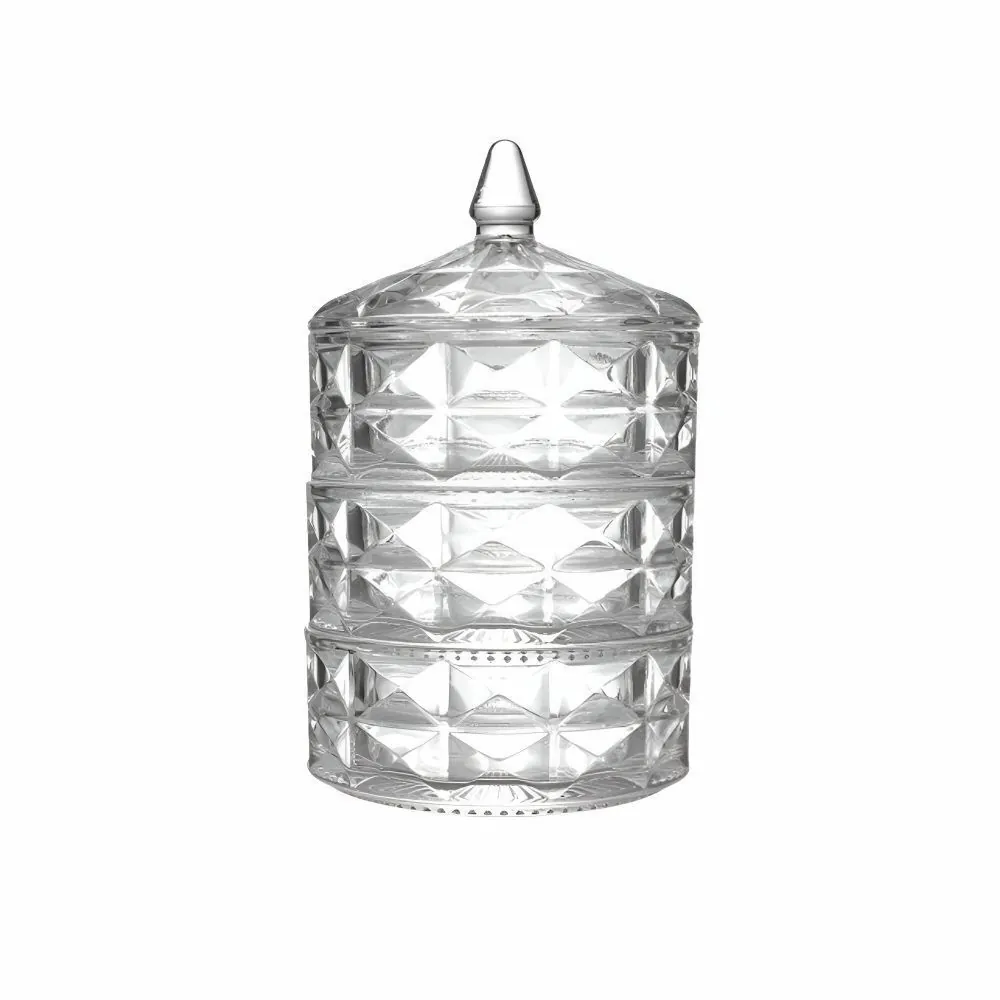 Bomboniere de Vidro Empilhável Tripla Clear 15Cm - Inga