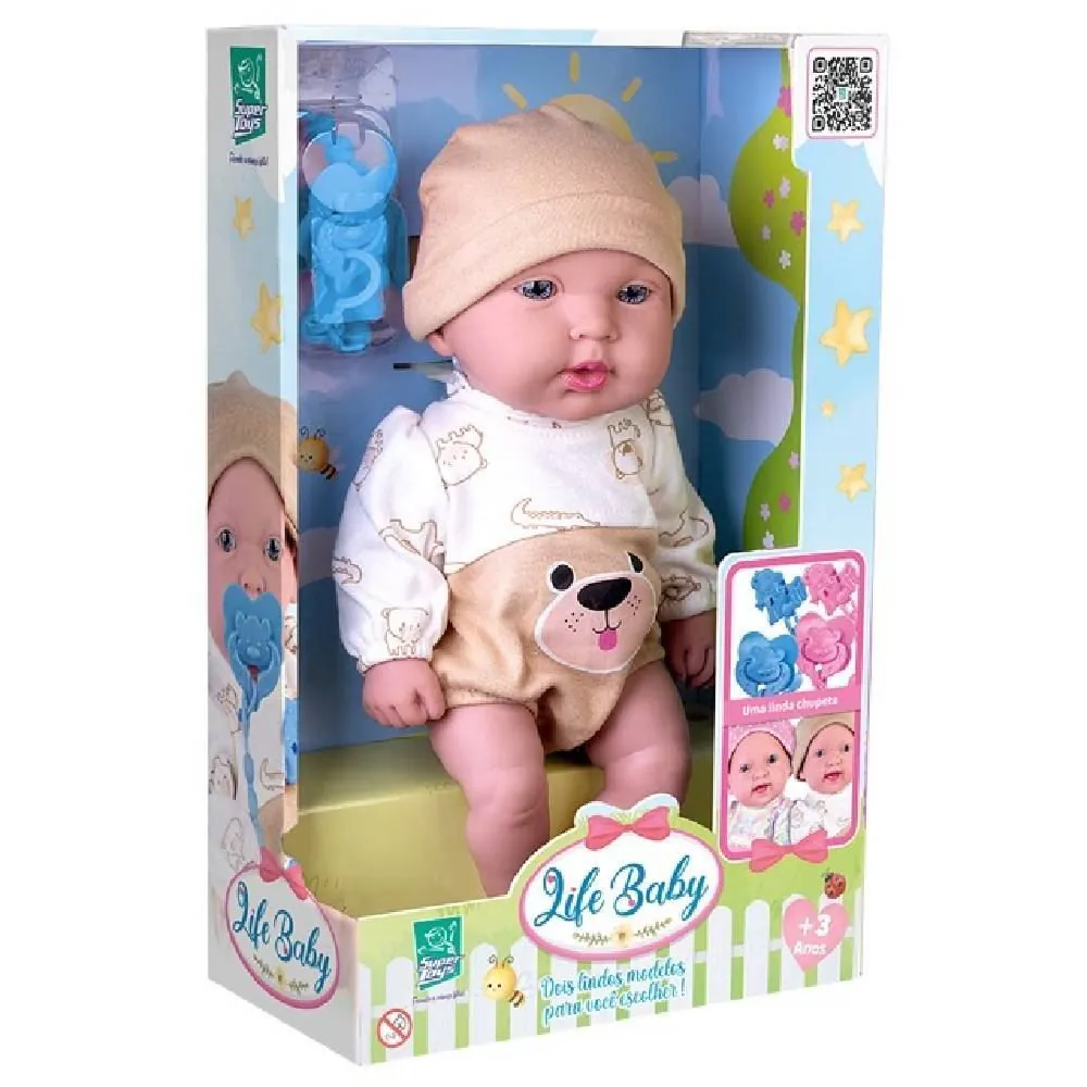 Boneco Life Bebê com Chupeta Super Toys - 619