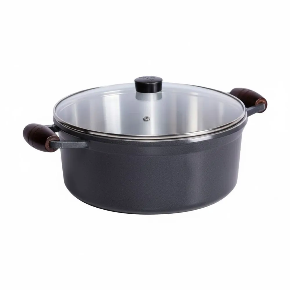 Caçarola Fundida com Tampa Cava 28Cm - Grafite