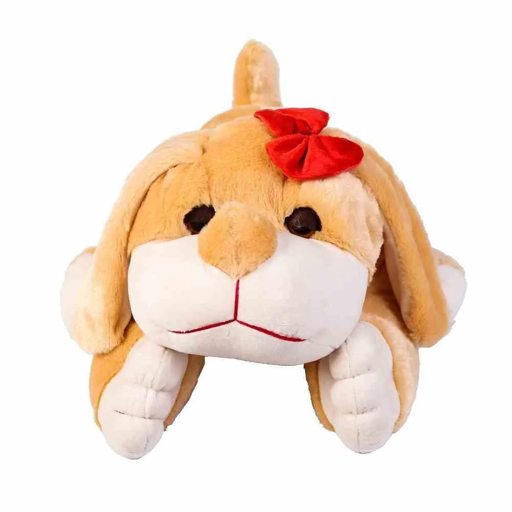 Cachorro de Pelúcia Dorminhoco Bichinhos Carinho - Branco e Marrom
